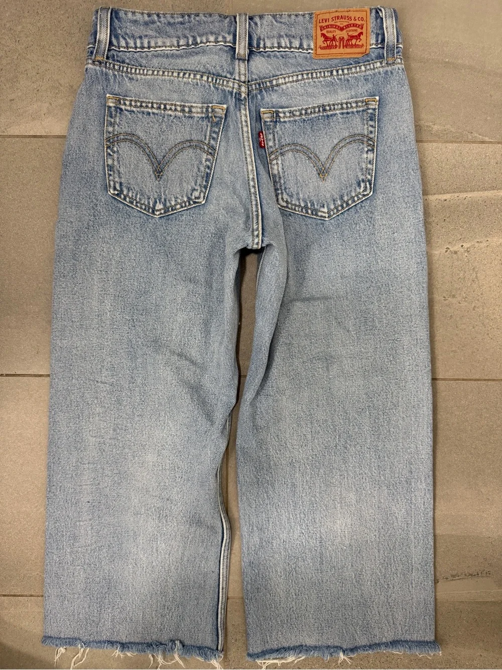 Levi's Lowrise Superlow Lightwash straight leg loose baggy blue denim jeans
